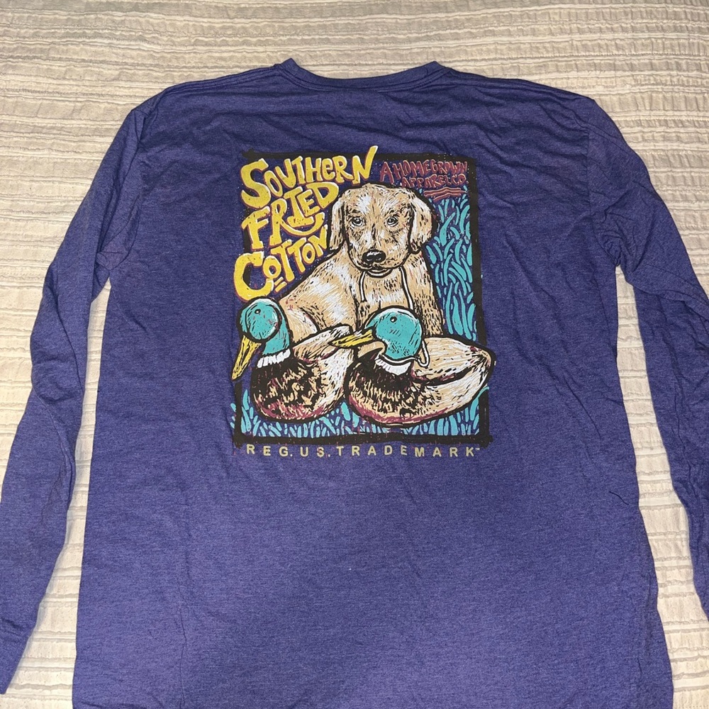 Southern Fried Cotton Purple Long Sleeve with Dog and Ducks